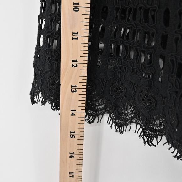 BCBGMAXAZRIA‎ Dress Sz 4 Layna Palms Print Black Teal Lace Trim Half Sleeve Mini - Picture 12 of 13